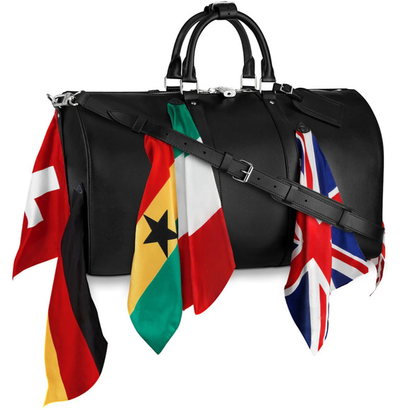 Louis Vuitton Keepall Bandouliere 50 Flags Black Leather Weekend Travel Bag - Picture 1 of 12